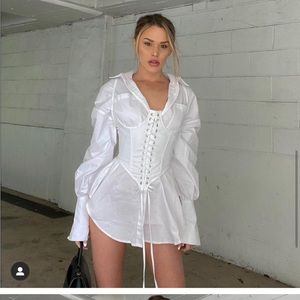 LIONESS shirt dress with corset